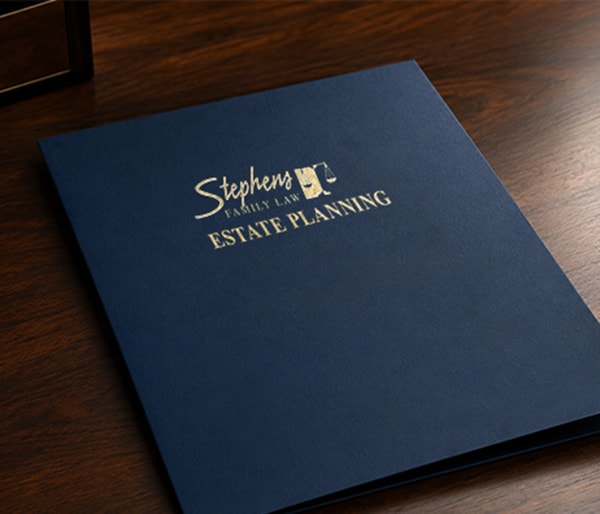 Stephens Family Law estate planning folder on a desk