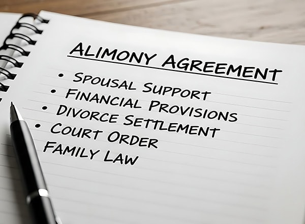 Alimony agreement document representing spousal support
